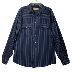 Bit & Bridle Western Shirt Men LT Cowboy Blue Black Plaid Pearl Snap Long Sleeve